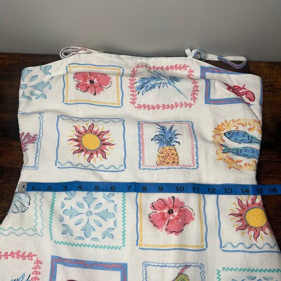 Japna Mini Sundress Amalfi Coast Print Smocked Back Coastal Linen Blend Womens M - Picture 11 of 12